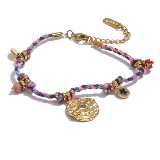 Bracelet Breloque Vintage Multicolore et Doré