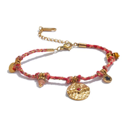 Bracelet Breloque Vintage Rouge et Doré