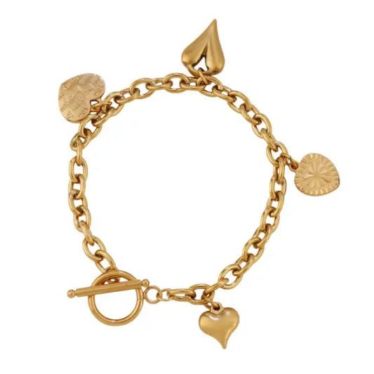 Bracelet à Breloques Coeur Doré Étoile Scintillante