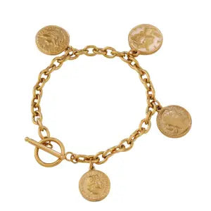 Bracelet à Breloque avec Médailles Dorées
