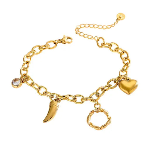 Bracelet Breloque Doré Passion Éclatante