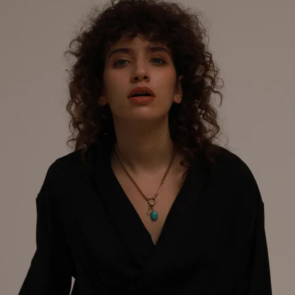 Collier à Breloques Éclat Doré et Jaspe Turquoise