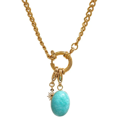 Collier à Breloques Éclat Doré et Jaspe Turquoise