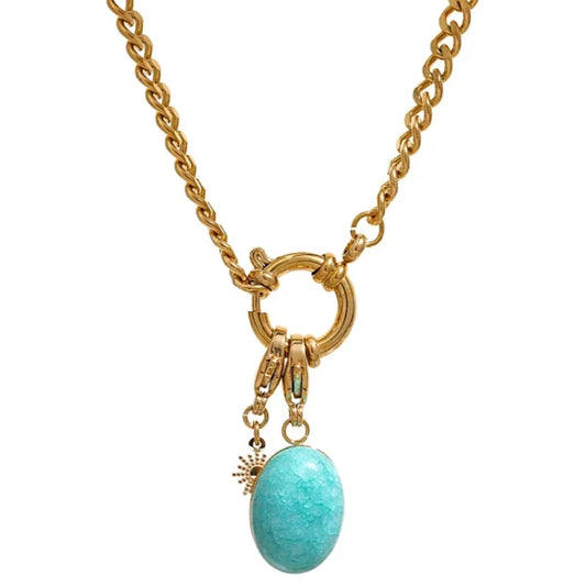 Collier à Breloques Éclat Doré et Jaspe Turquoise
