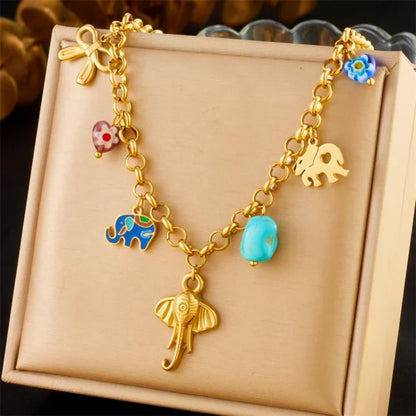 Collier Breloque Eléphant Doré