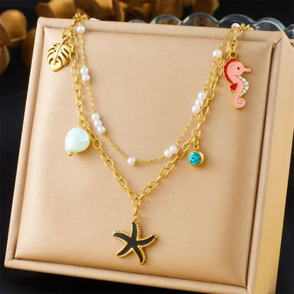 Collier à breloques Étoile de Mer Noire