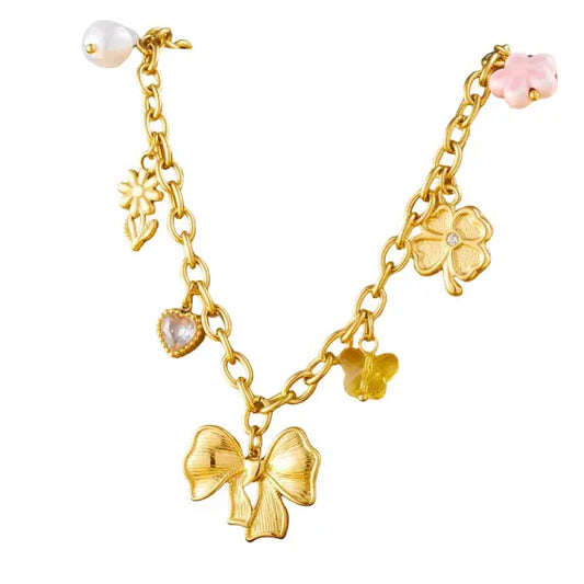 Collier Breloque avec Nœud Papillon Doré