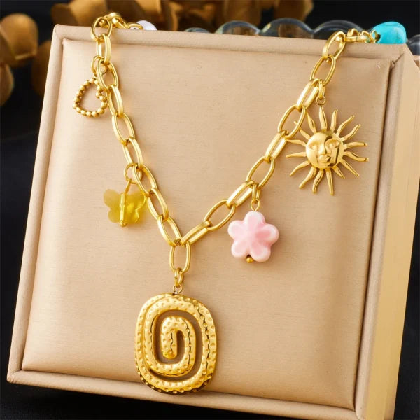 Collier Breloque Serpentin Doré