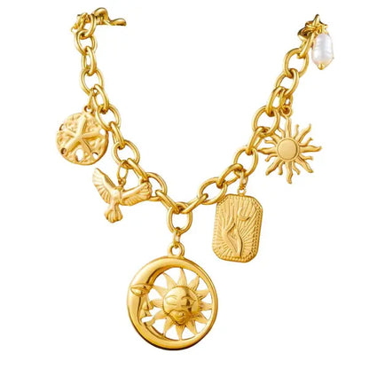 Collier Breloque Soleil Rayonnant et Lune Mystique