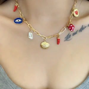 Collier à Breloques Coquillage Doré