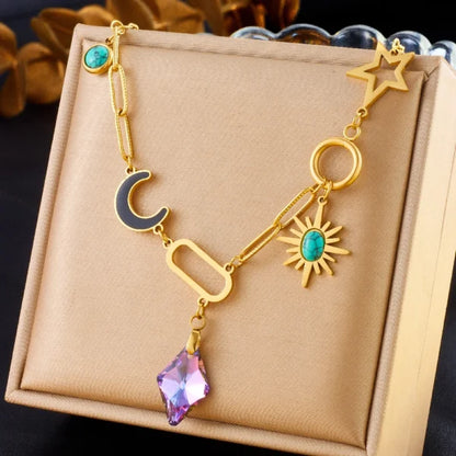 Collier Breloque Éclats Célestes avec Cristal Violet