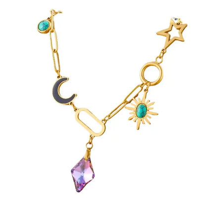 Collier Breloque Éclats Célestes avec Cristal Violet