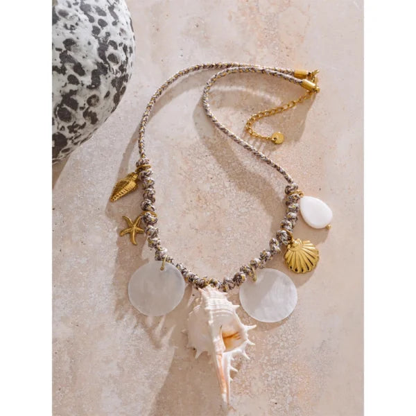 Collier Breloque gros Coquillage Blanc