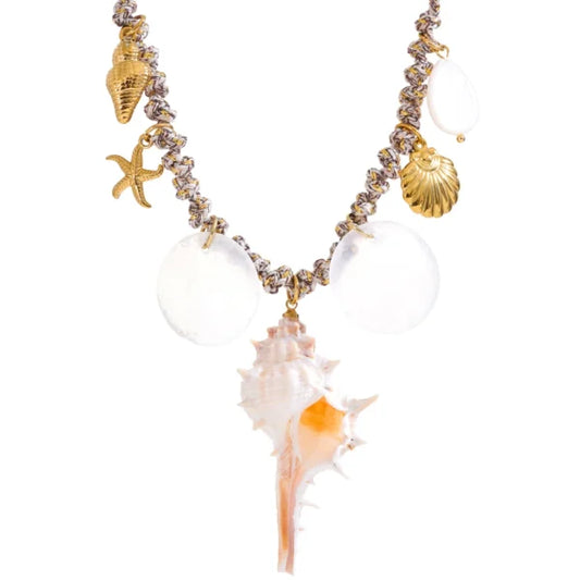 Collier Breloque gros Coquillage Blanc