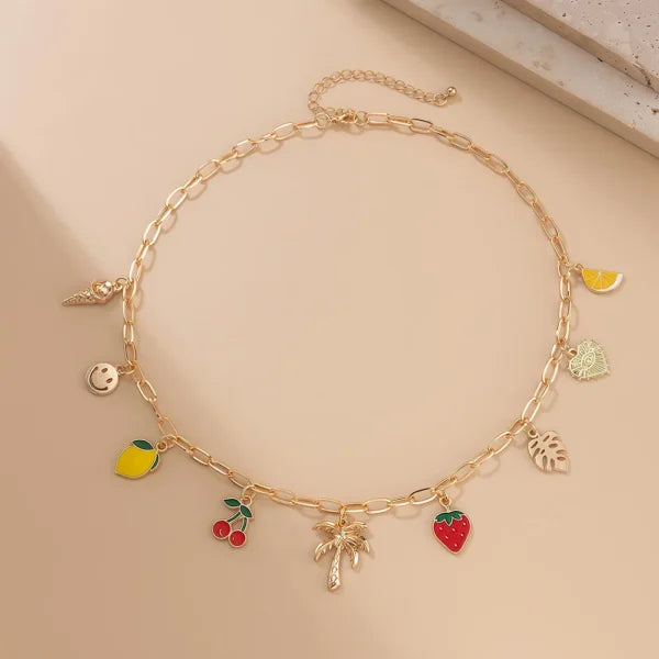 Collier Breloque Doré avec Palmier