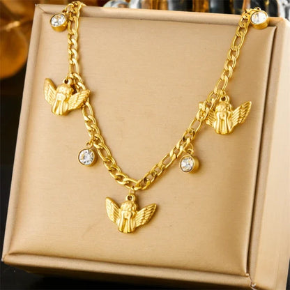 Collier à Breloques Doré avec Anges Célestes