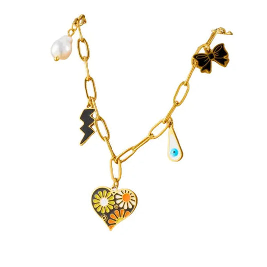 Collier à Breloques avec Cœur Fleuri