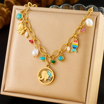 Collier à Breloques Dorées avec Éléphant