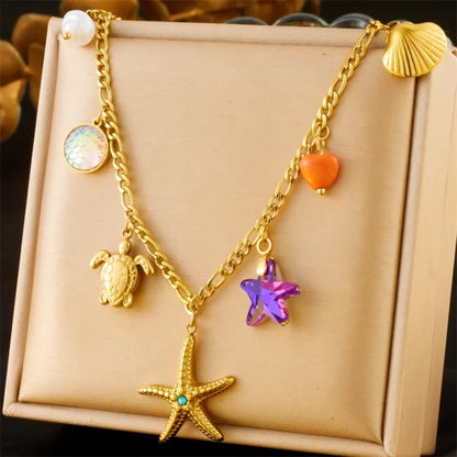 Collier à Breloques Dorées avec Étoile de Mer