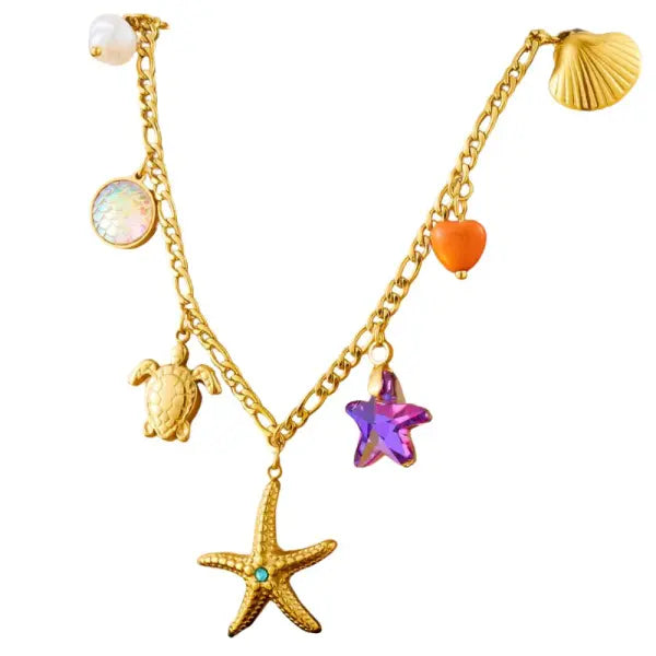 Collier à Breloques Dorées avec Étoile de Mer