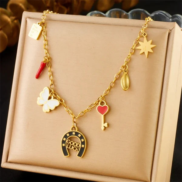 Collier Breloque Fer à Cheval Noir