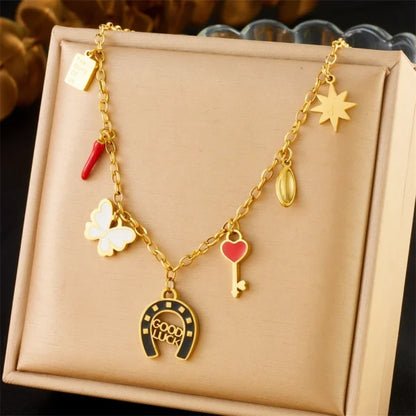 Collier Breloque Fer à Cheval Noir
