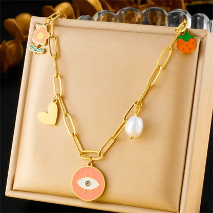 Collier Breloque Œil Rose Mystique
