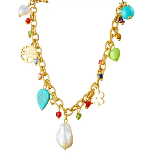 Collier à Breloques Perles Blanches Élégantes