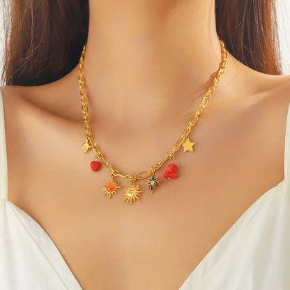 Collier à breloque aux Motifs Solaires