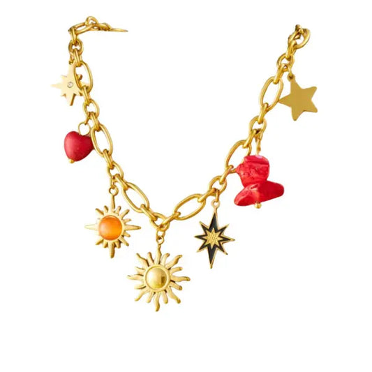 Collier à breloque aux Motifs Solaires