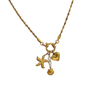 Collier à Breloques  Étoile, Cœur et Grelot dorées