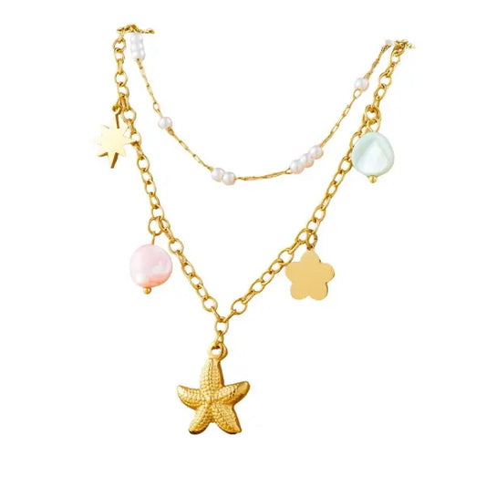 Collier Breloque Étoile de mer Dorée Chic