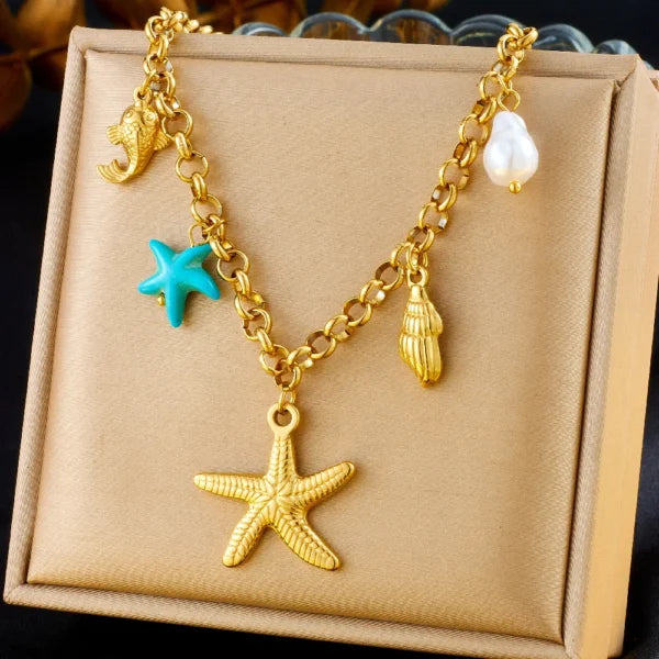 Collier à Breloques Étoile de Mer Dorée