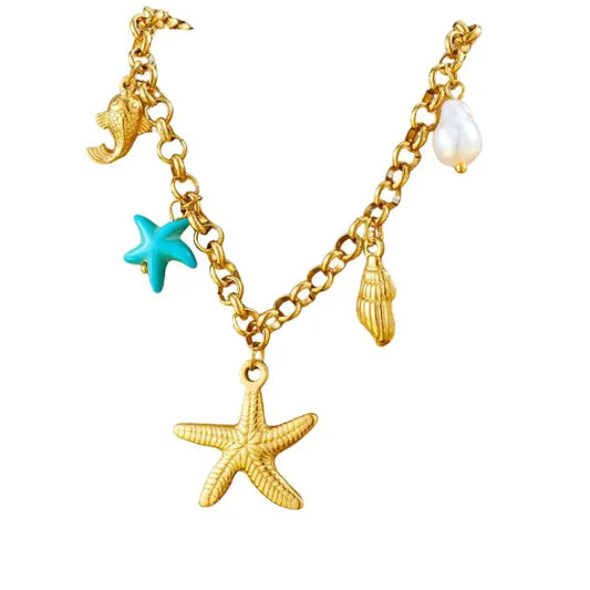 Collier à Breloques Étoile de Mer Dorée