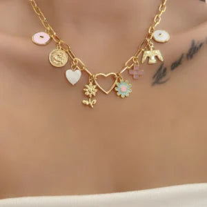 Collier à breloques Florales Doré