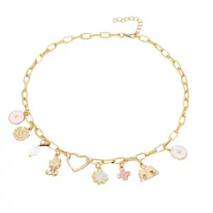 Collier à breloques Florales Doré
