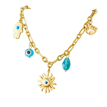 Collier Breloque avec Œil Doré et Bleu