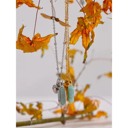 Collier Breloque Amazonite Cœur Doré