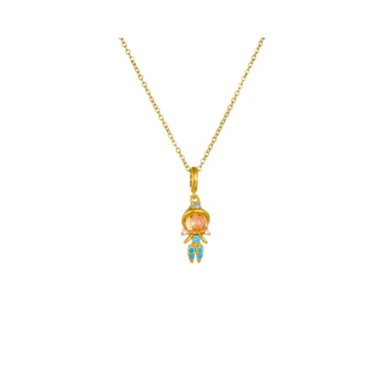 Collier Breloque Cristal Doré Brillant