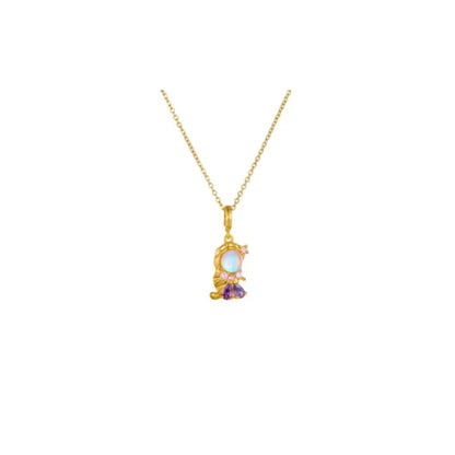 Collier Breloque Cristal Doré et Violet