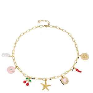 Collier breloques Étoile de Mer Dorée