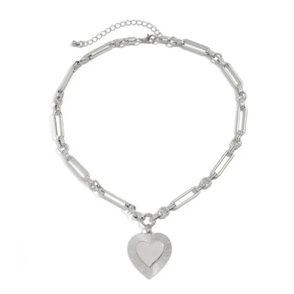 Collier Breloque Coeur d'Argent Étincelant