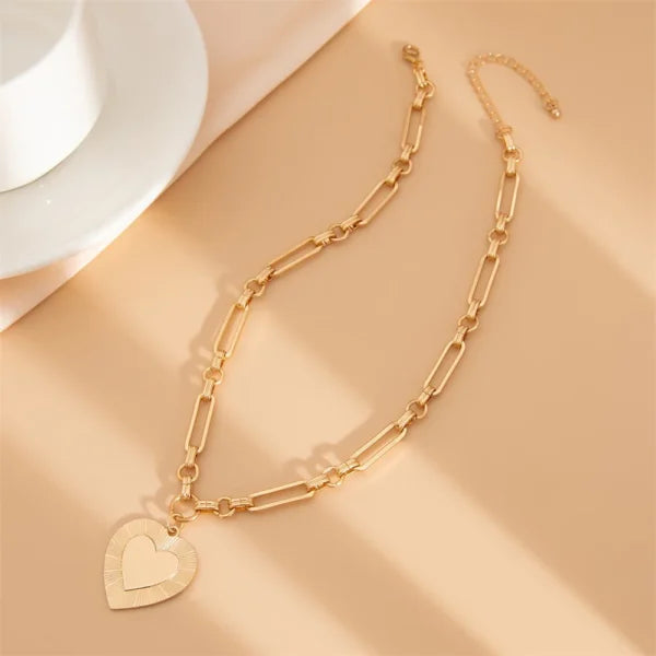 Collier breloque Gros Cœur Doré