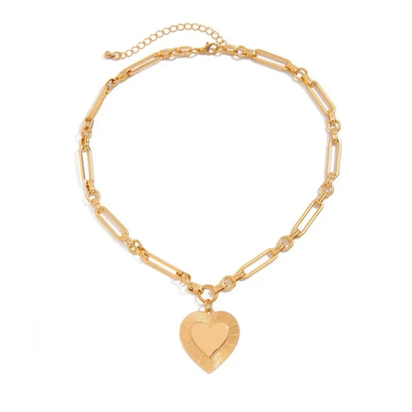 Collier breloque Gros Cœur Doré