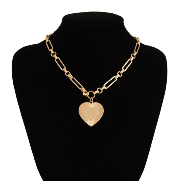 Collier breloque Gros Cœur Doré