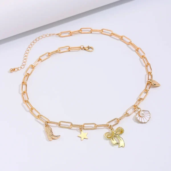 Collier Breloque Nœud Papillon Doré