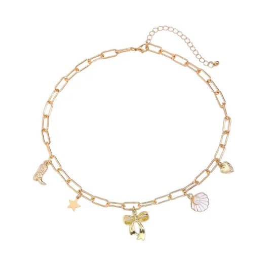 Collier Breloque Nœud Papillon Doré