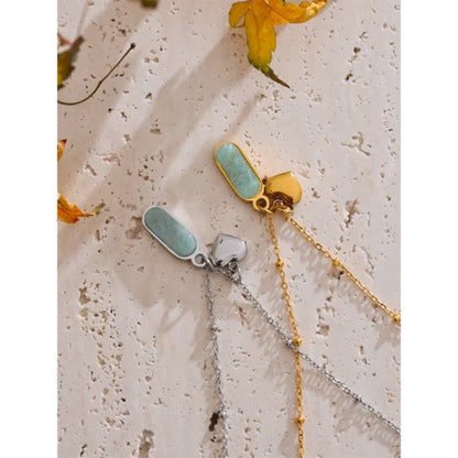 Collier Breloque Cœur Argenté et Pierre de Sérénité