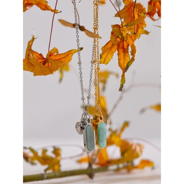 Collier Breloque Cœur Argenté et Pierre de Sérénité