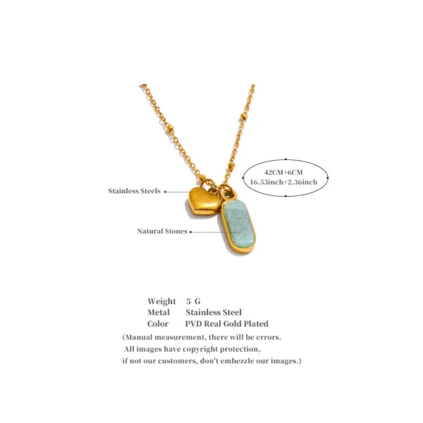 Collier Breloque Cœur Argenté et Pierre de Sérénité